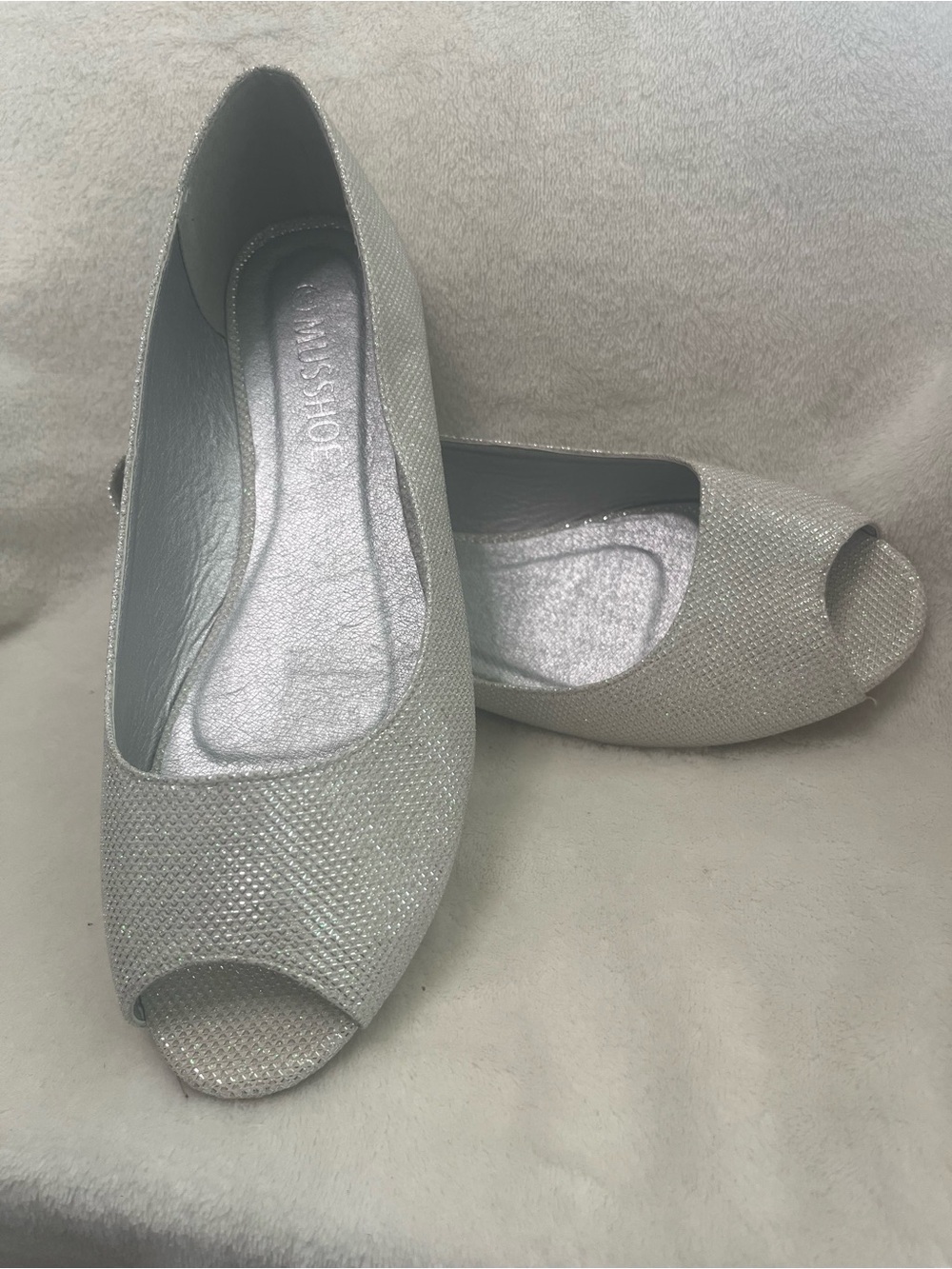 Dressy Silver Peep-Toe Flats - by Musshoe